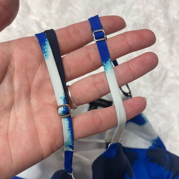 Banana Republic Dress Maxi Long Blue White Floral Spagetti Strap Size 2 Panelled - Picture 7 of 15